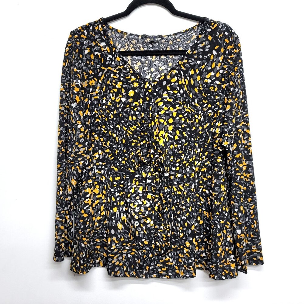 Adrienne Vittadini V-Neck Long Sleeve Twist Front Top 1X